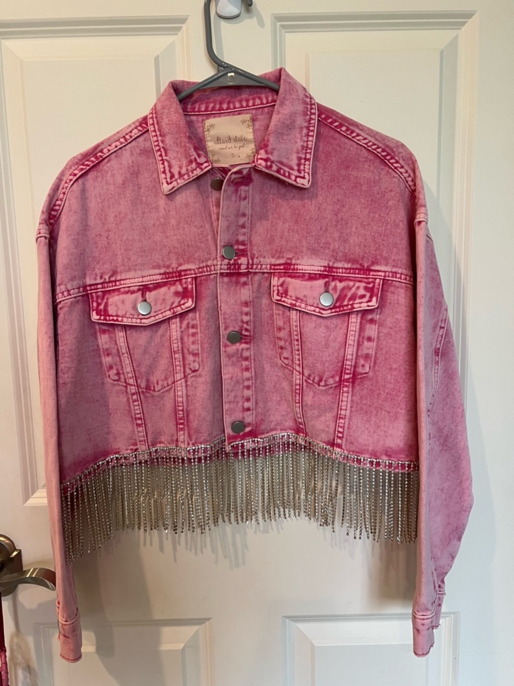 Altar'd State Pink Tie-Dye Denim Jacket